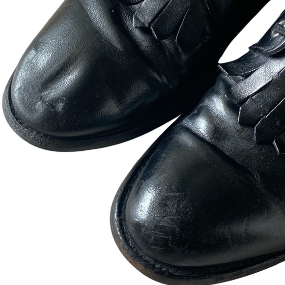 JUSTIN Kiltie Western Boots Lace Up Stetson Black Leather Size 7.5 B Vintage - Picture 9 of 14